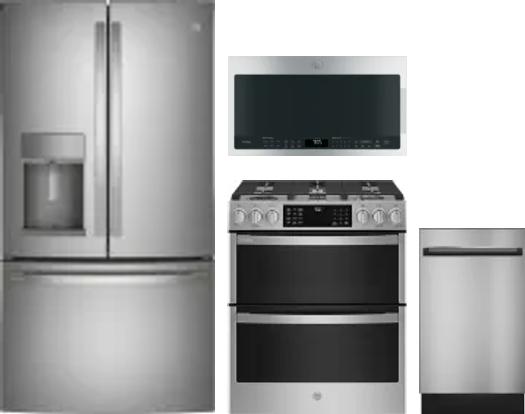 4 Piece Package Includes Refrigerator, Range, Microwave And Dishwasher